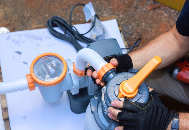 Connecting pool pump and filter system with hoses and valve in Virginia & Maryland