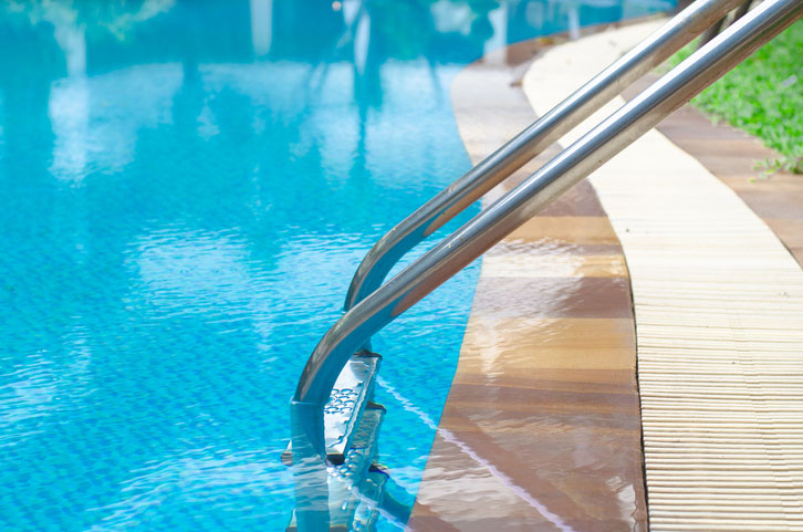 close up of stairs in pool