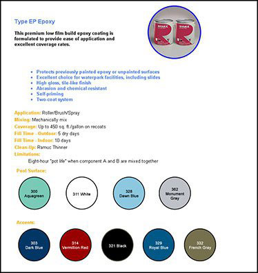 Pool Paint Color Chart