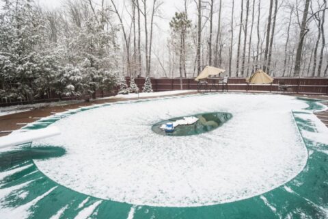 Swimming pool with cover in winter Frederick, MD & Springfield, VA