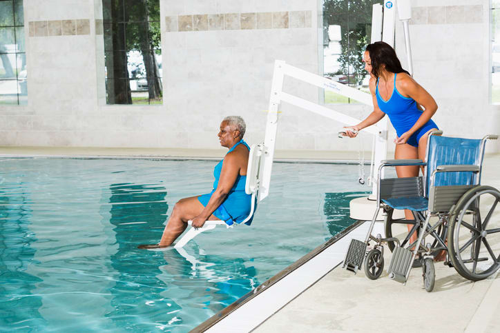 Accessible Commercial Pool with a Special Chair Lift for the Disabled in Maryland