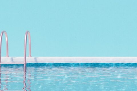 Pool with clean water and ladder