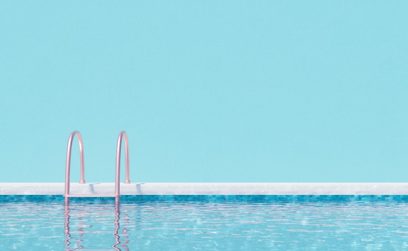 Pool with clean water and ladder