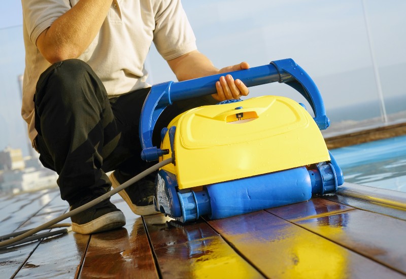Millennium Pools & Spas Expert Cleaning Commercial Pool with Robotic Cleaner in Virginia & Maryland