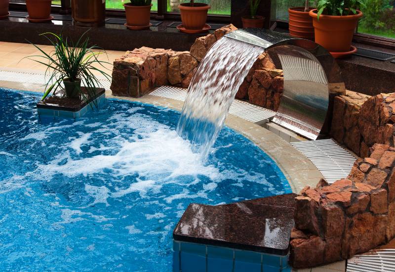 Indoor Swimming Pool with a Cascading Waterfall Feature in Virginia & Maryland