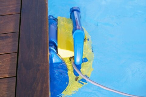 Robotic Pool Cleaner Is Cleaning the Walls of a Residential Pool in Virginia & Maryland